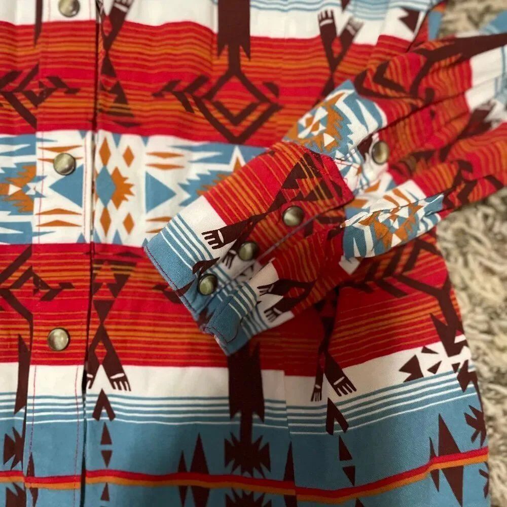Wrangler Retro Americana Aztec Multicolor Snap Shirt 112339169 Women's Sz L - Picture 2 of 6